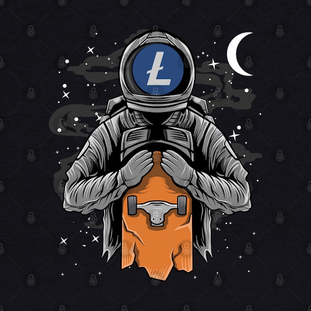 Astronaut Skate Litecoin Lite Coin LTC To The Moon Crypto Token Cryptocurrency Wallet Birthday Gift For Men Women Kids by Thingking About